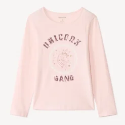 T-shirt met lange mouwen en fantasievolle pailletten meisjes