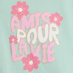 T-shirt met lange mouwen en fantasieprint met pailletten meisjes
