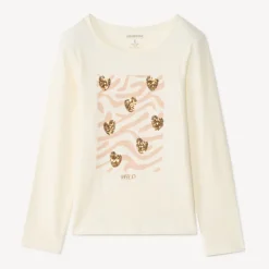 T-shirt met lange mouwen en fantasievolle pailletten meisjes