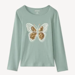 T-shirt met lange mouwen en fantasievolle pailletten meisjes