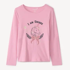 T-shirt met lange mouwen en fantasieprint met pailletten meisjes