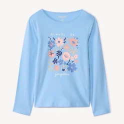 T-shirt met lange mouwen en fantasieprint met pailletten meisjes