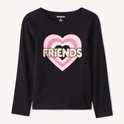 T-shirt met lange mouwen en fantasieprint met pailletten meisjes