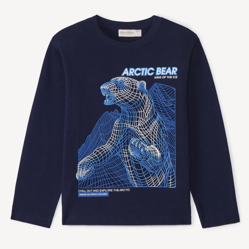 T-shirt met lange mouwen en fantasieprint ijsbeer jongens