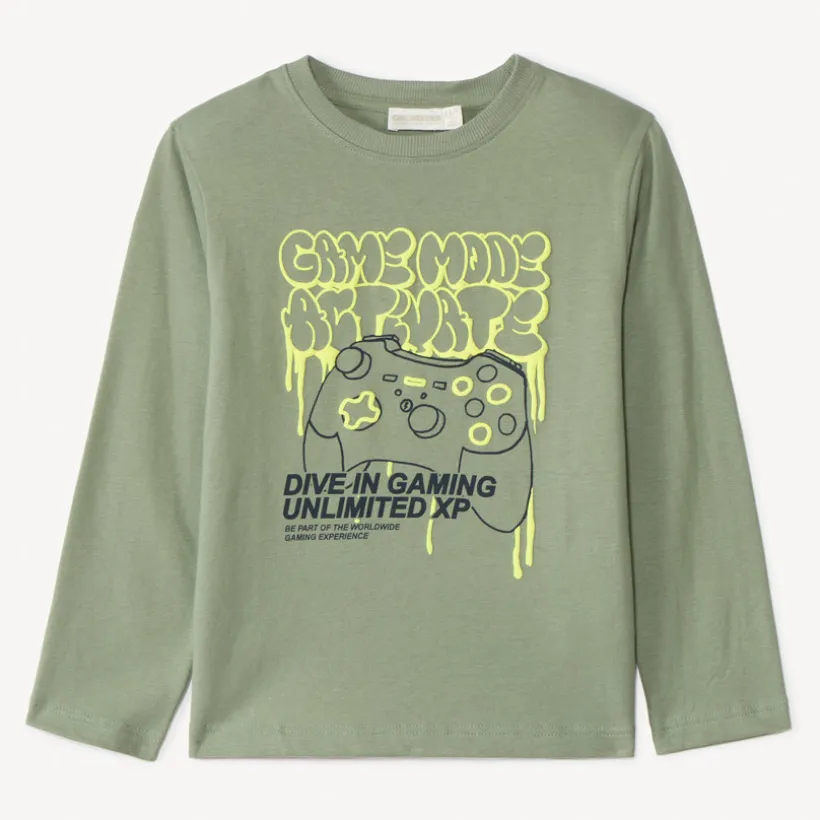 T-shirt met lange mouwen en gamingprint jongens