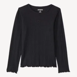 T-shirt met lange mouwen en geborduurd hartje meisjes