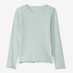 T-shirt met lange mouwen en geborduurd hartje meisjes