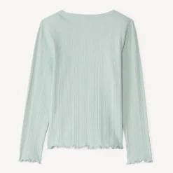 T-shirt met lange mouwen en geborduurd hartje meisjes