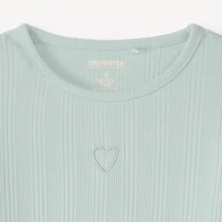 T-shirt met lange mouwen en geborduurd hartje meisjes