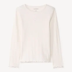 T-shirt met lange mouwen en geborduurd hartje meisjes
