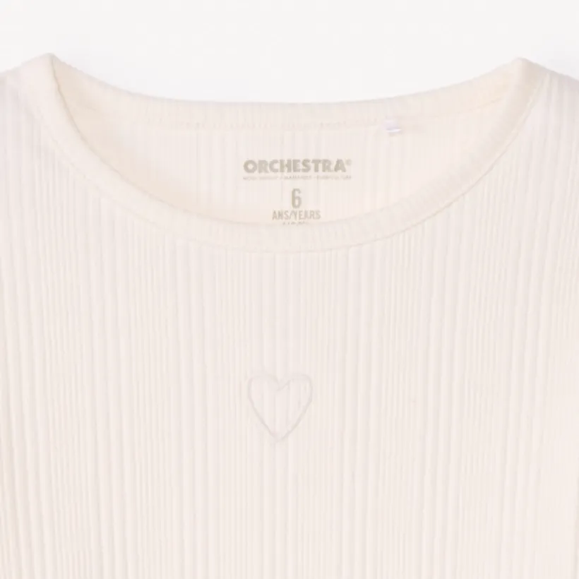 T-shirt met lange mouwen en geborduurd hartje meisjes