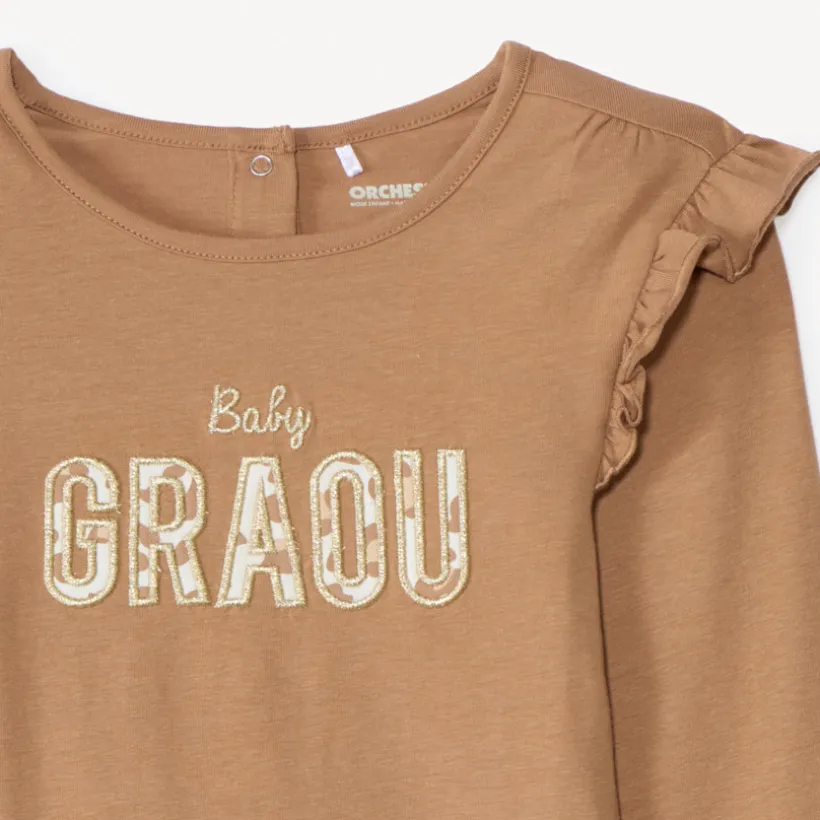 T-shirt met lange mouwen en geborduurde tekst voor babymeisje