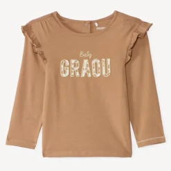 T-shirt met lange mouwen en geborduurde tekst voor babymeisje