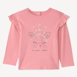 T-shirt met lange mouwen en gouden lurex borduursel voor babymeisje