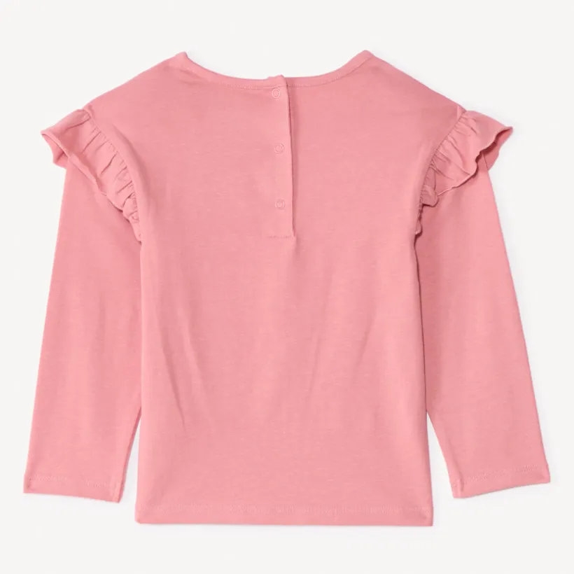 T-shirt met lange mouwen en gouden lurex borduursel voor babymeisje