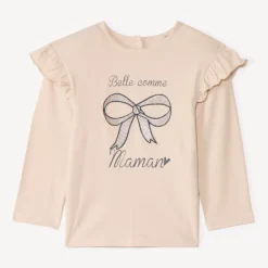 T-shirt met lange mouwen en gouden lurex borduursel voor babymeisje