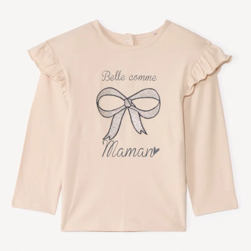 T-shirt met lange mouwen en gouden lurex borduursel voor babymeisje