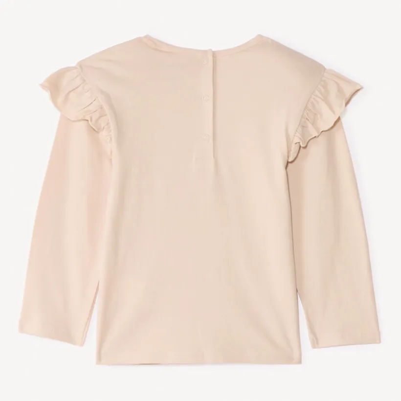 T-shirt met lange mouwen en gouden lurex borduursel voor babymeisje