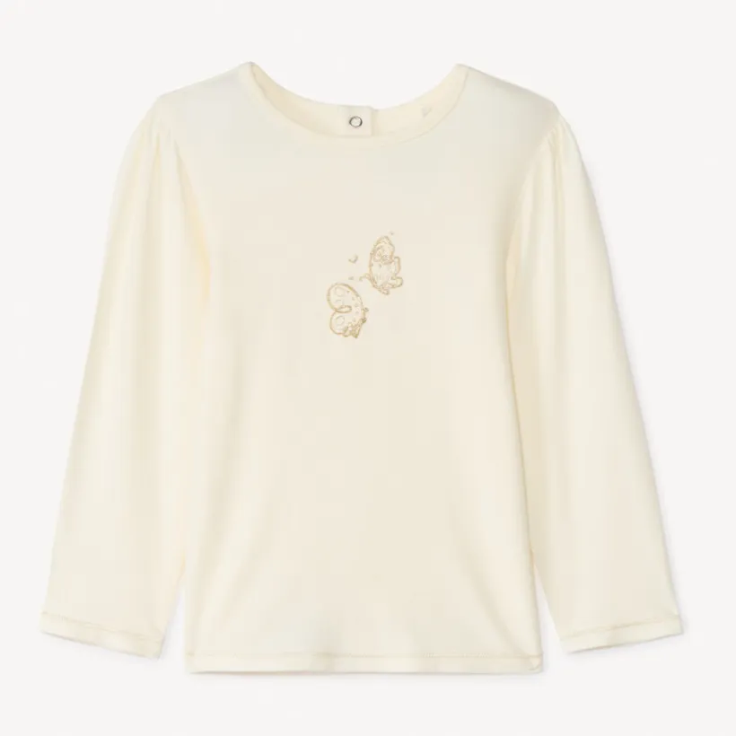 T-shirt met lange mouwen en gouden vlindermotief voor babymeisjes