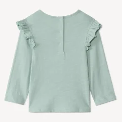 T-shirt met lange mouwen en grote fantasievolle bouclé-borduur voor babymeisje