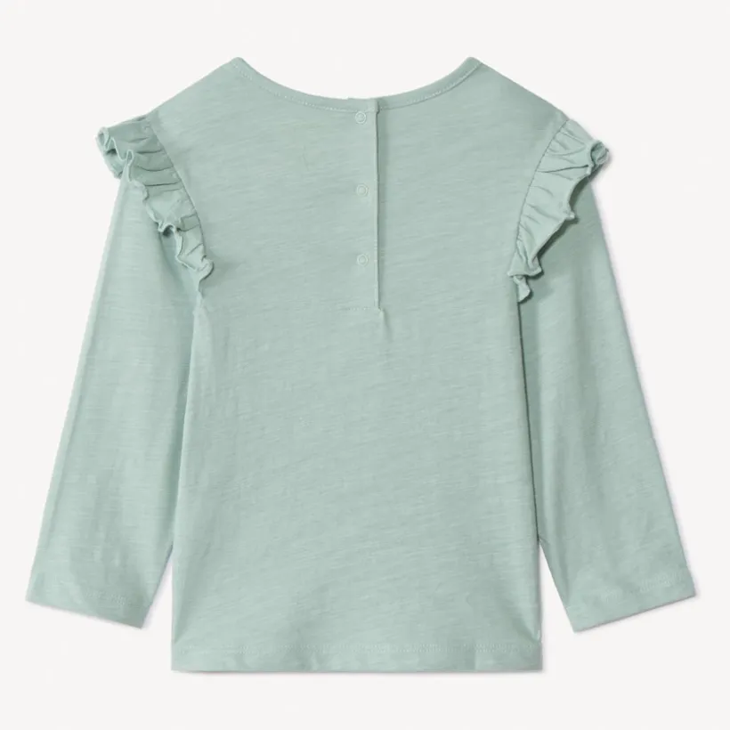 T-shirt met lange mouwen en grote fantasievolle bouclé-borduur voor babymeisje