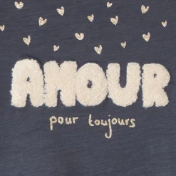 T-shirt met lange mouwen en grote fantasievolle bouclé-borduur voor babymeisje