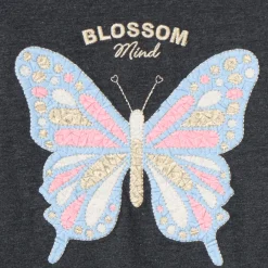 T-shirt met lange mouwen en grote vlinderborduursel meisjes