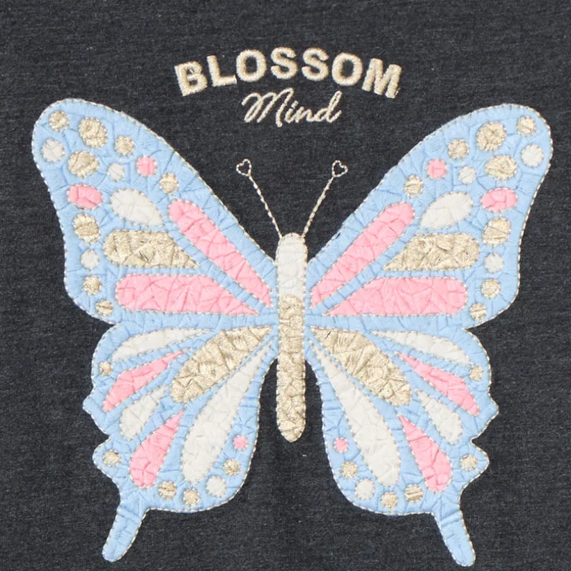T-shirt met lange mouwen en grote vlinderborduursel meisjes