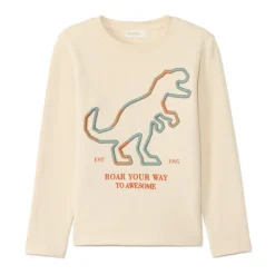 T-shirt met lange mouwen en grote dinosaurusborduur jongens