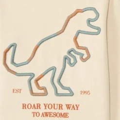 T-shirt met lange mouwen en grote dinosaurusborduur jongens