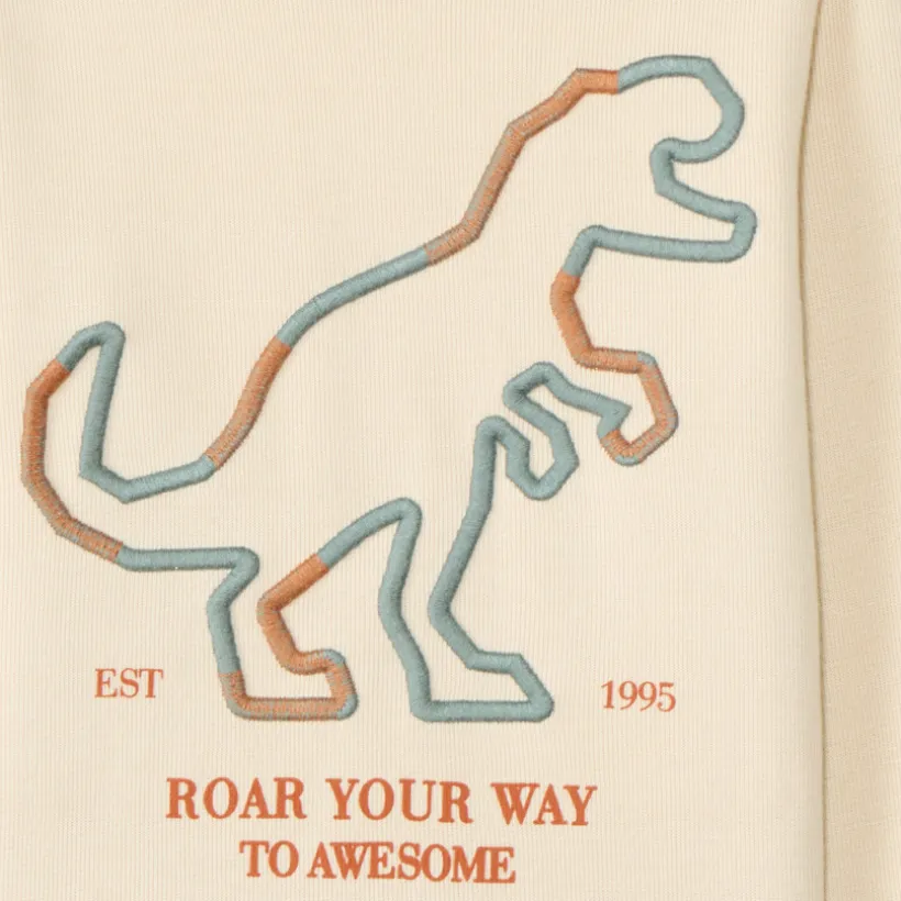 T-shirt met lange mouwen en grote dinosaurusborduur jongens