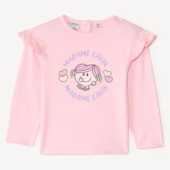T-shirt met lange mouwen en Madame Câlin-print meisjes roze