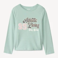 T-shirt met lange mouwen en print met geborduurde patches meisjes