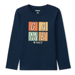 T-shirt met lange mouwen en reliëfprint jongens