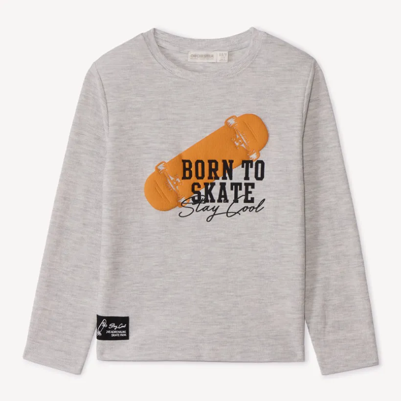 T-shirt met lange mouwen en skateboardprint jongens