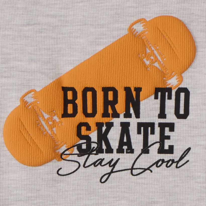 T-shirt met lange mouwen en skateboardprint jongens