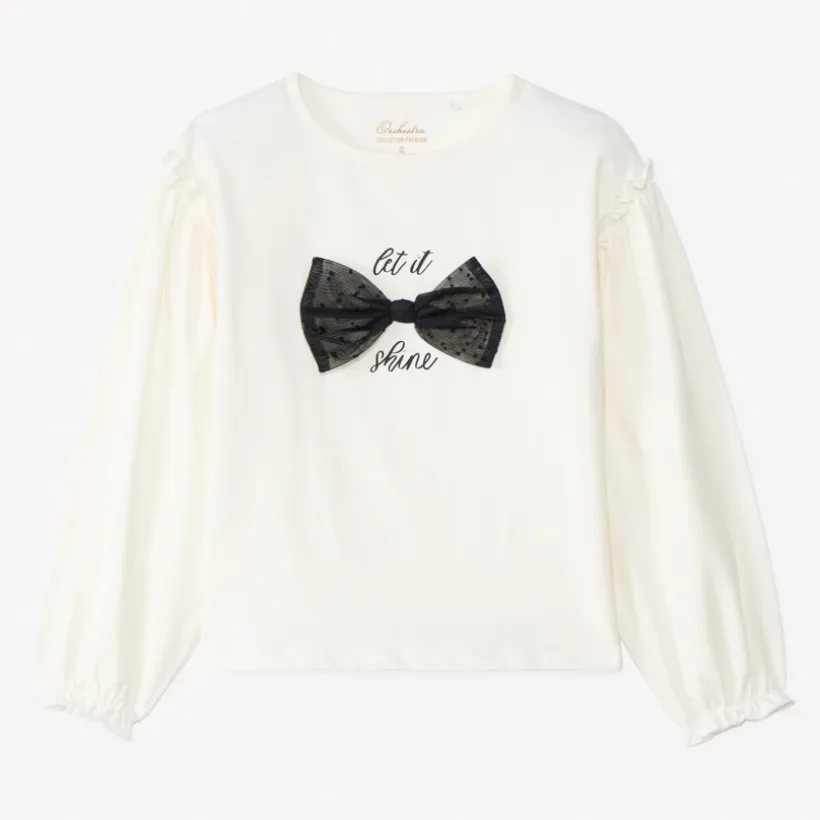 T-shirt met lange mouwen en tule strik meisjes