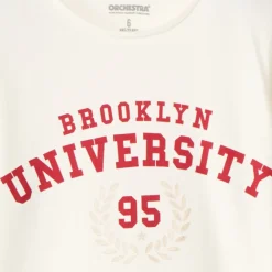 T-shirt met lange mouwen en varsityprint meisjes