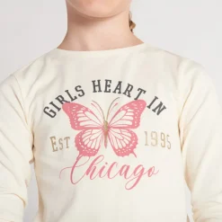 T-shirt met lange mouwen en vlinderprint meisjes