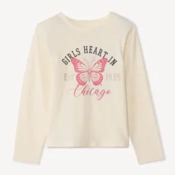 T-shirt met lange mouwen en vlinderprint meisjes