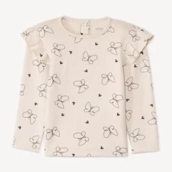 T-shirt met lange mouwen en volantprint voor babymeisje