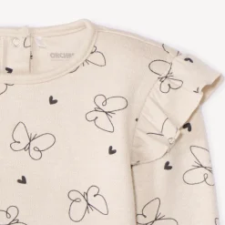 T-shirt met lange mouwen en volantprint voor babymeisje