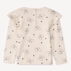 T-shirt met lange mouwen en volantprint voor babymeisje