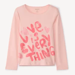 T-shirt met lange mouwen, fantasie softprint met glitterdetails, meisjes