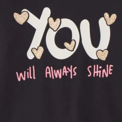T-shirt met lange mouwen, fantasie softprint met glitterdetails, meisjes