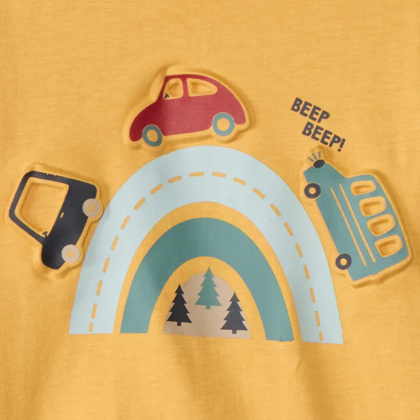 T-shirt met lange mouwen, grote contrasterende geperste print voor babyjongens