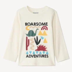 T-shirt met lange mouwen, grote contrasterende geperste print voor babyjongens