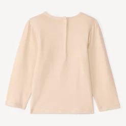 T-shirt met lange mouwen in effen jersey met fantasieprint meisjes