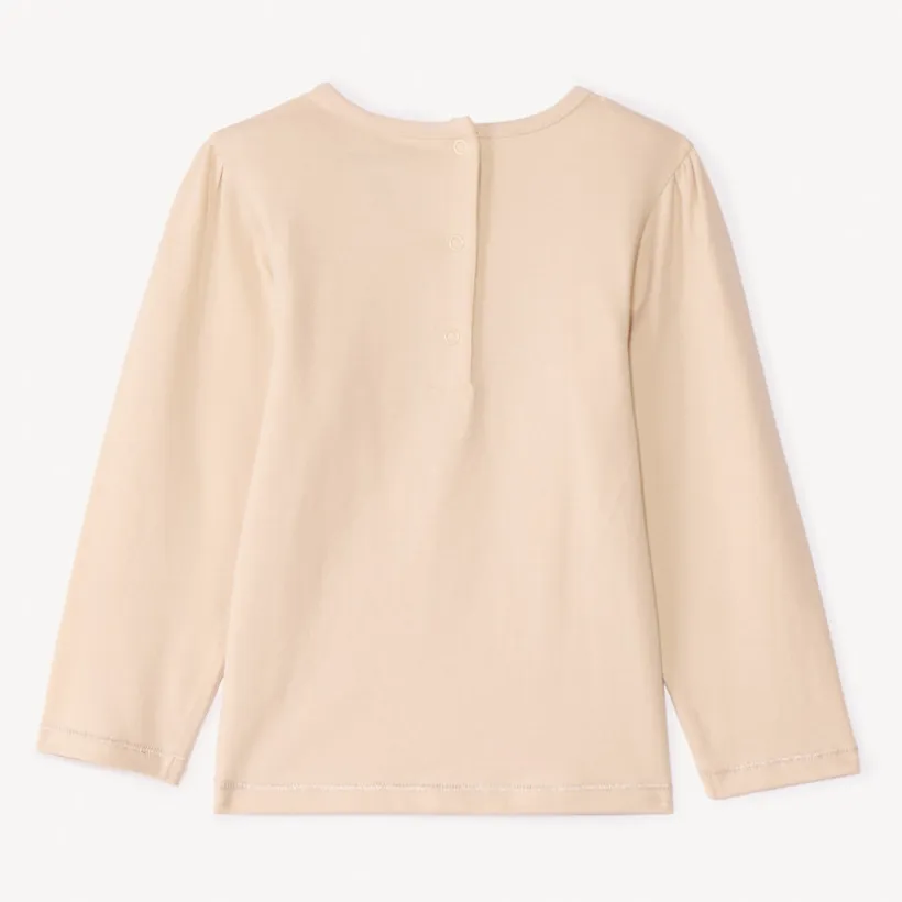 T-shirt met lange mouwen in effen jersey met fantasieprint meisjes