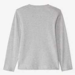T-shirt met lange mouwen in effen kleur met soft print jongens